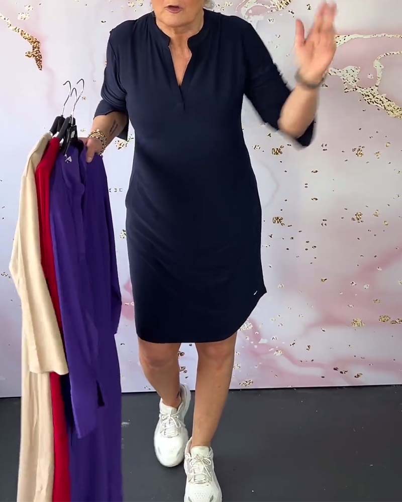 Elegantes Damen Kleid V-Ausschnitt