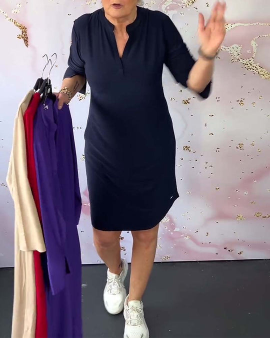 Elegantes Damen Kleid V-Ausschnitt