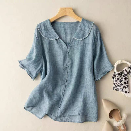 Luftige Damen Leinen Bluse
