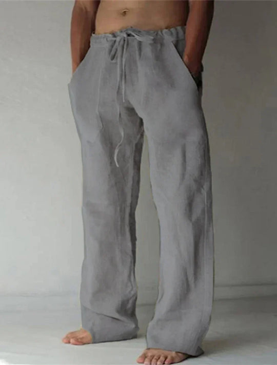 Weite Leinen Comfort-Fit Hose mit Kordelzug Herren Lang