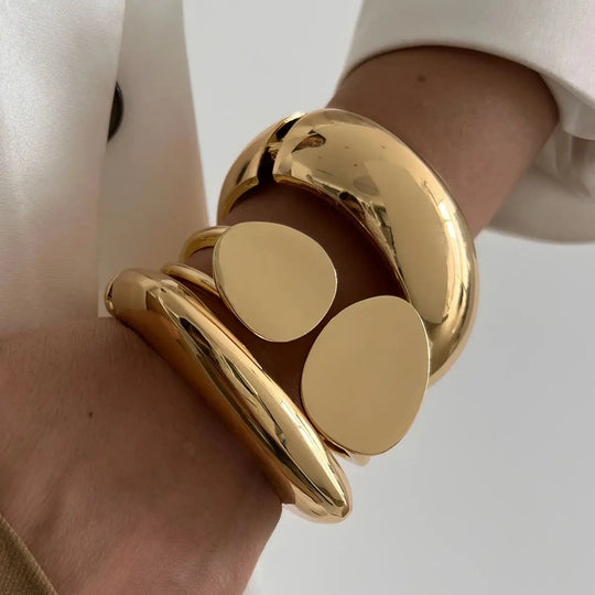 Vintage Chunky Damen Armreif Gold Modeschmuck
