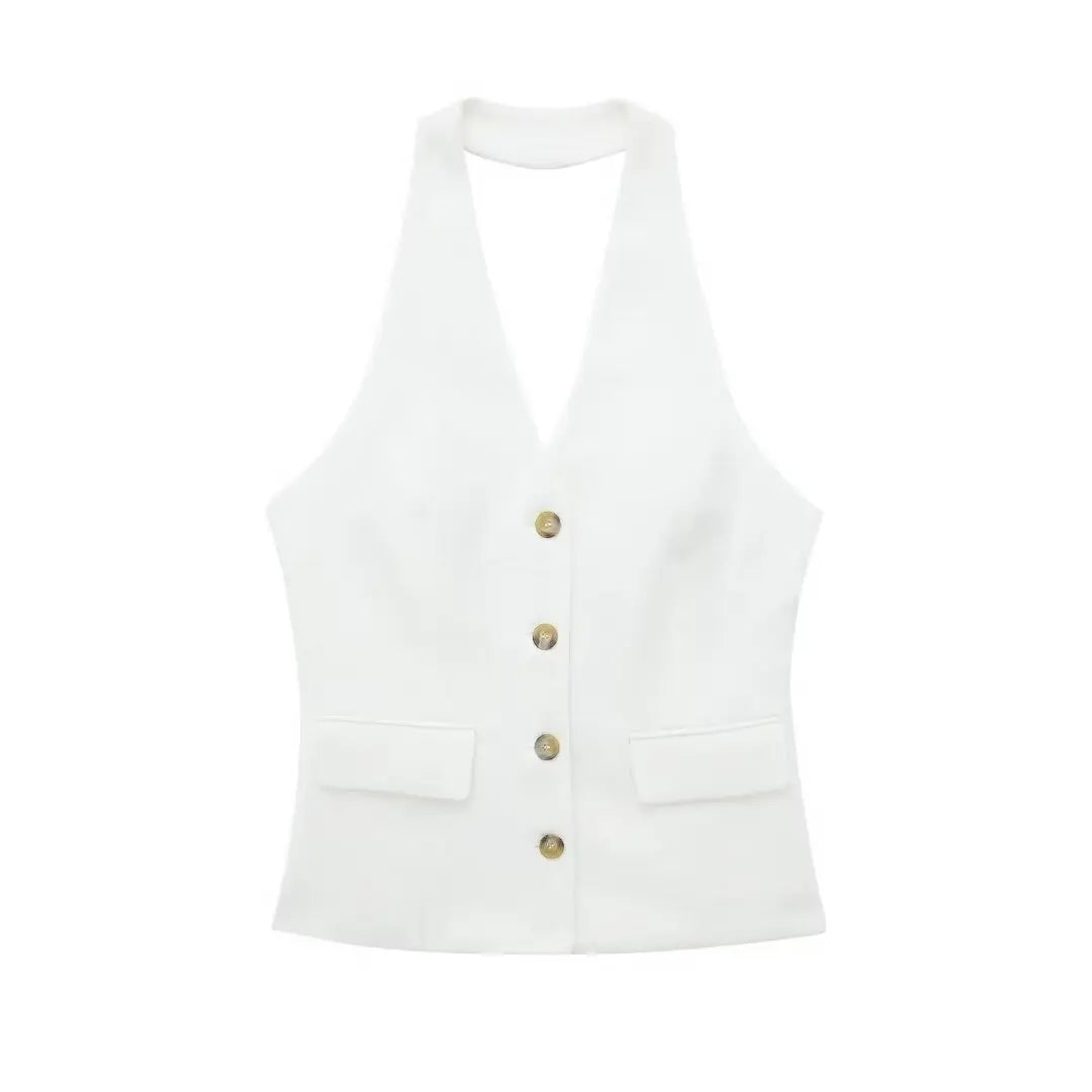 Elegantes Damen Neckholder Set Rückenfrei Slim-Fit Hose