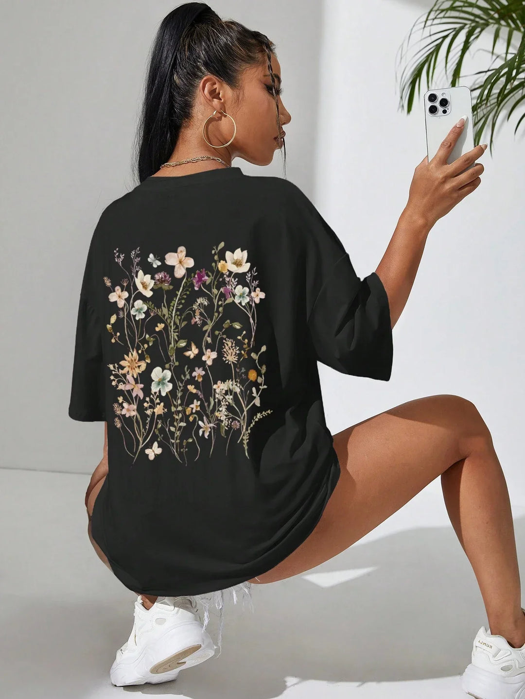Florales Damen Baumwoll T-Shirt