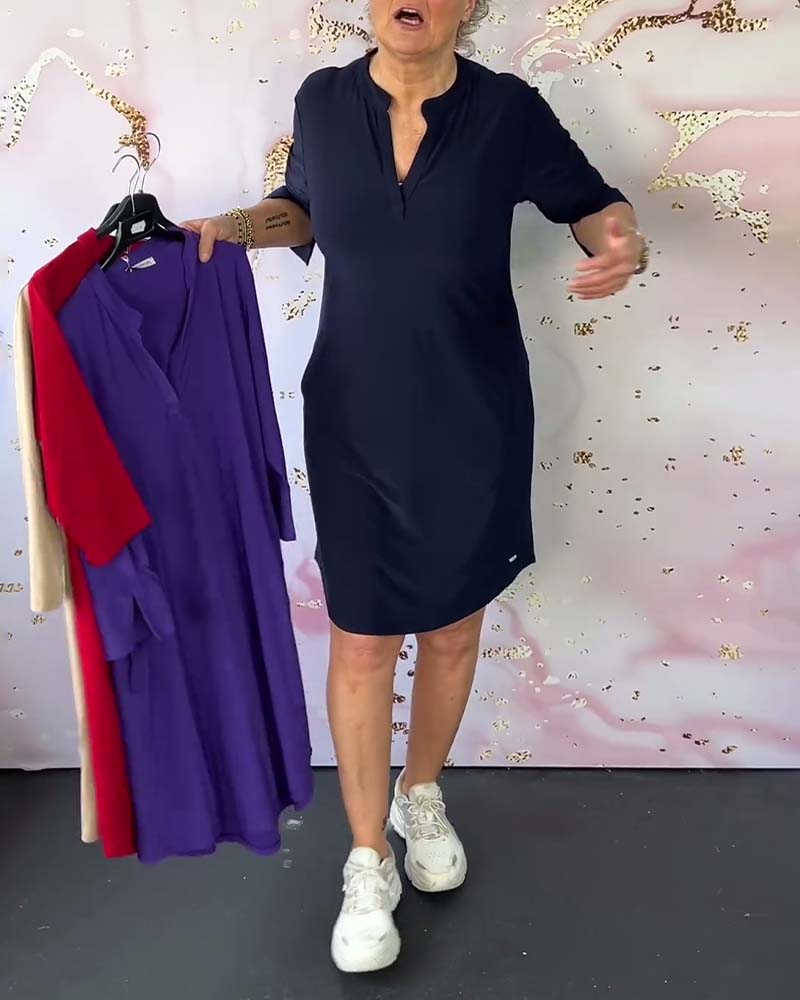 Elegantes Damen Kleid V-Ausschnitt