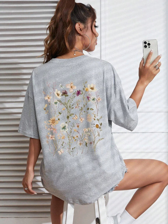 Florales Damen Baumwoll T-Shirt