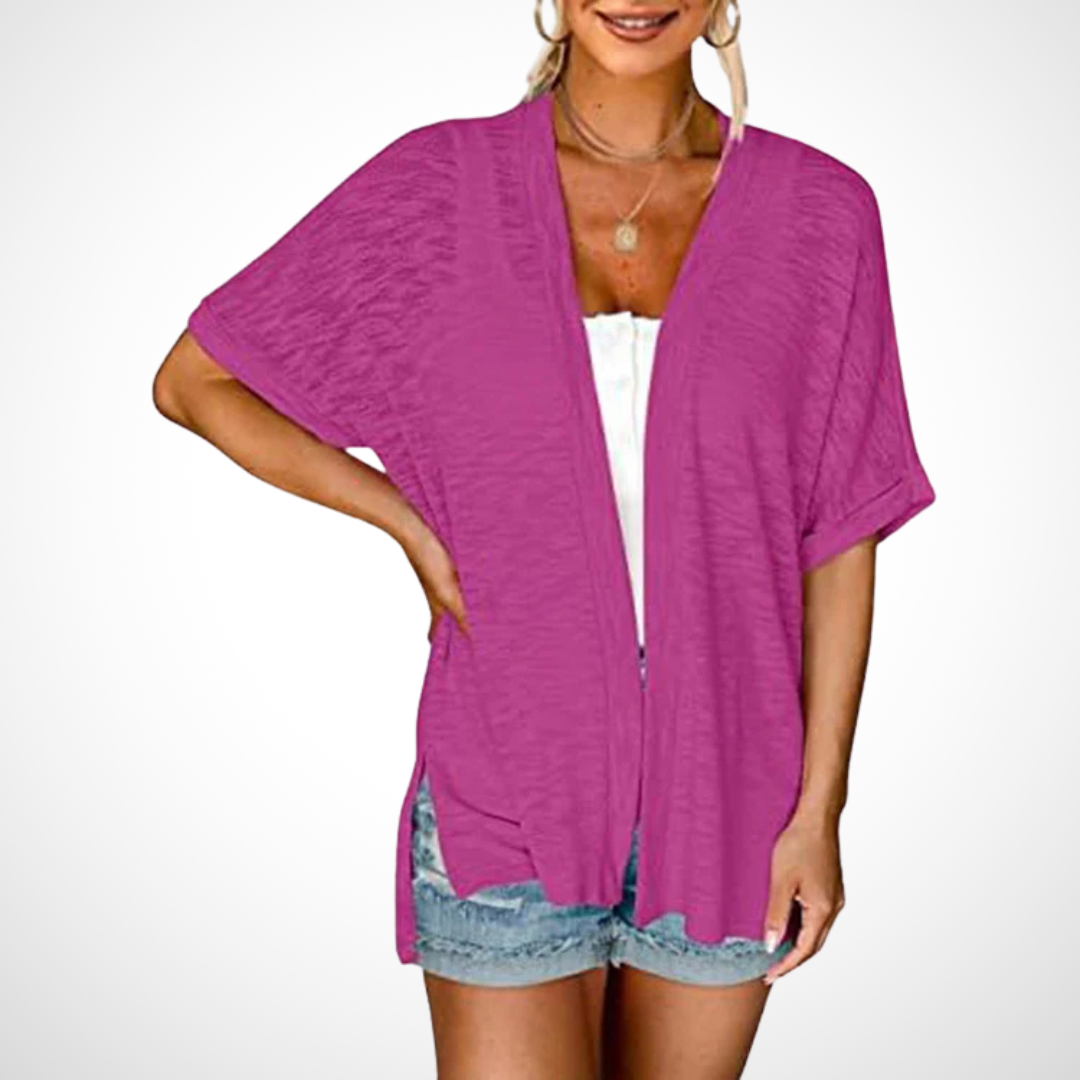 Luftige Kurzarm Damen Strickjacke