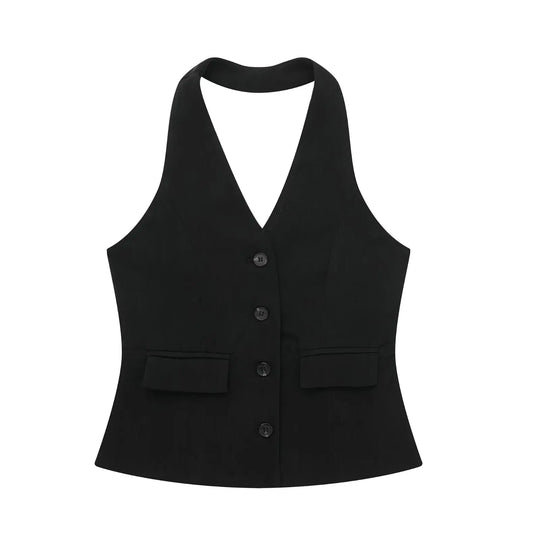 Elegantes Damen Neckholder Set Rückenfrei Slim-Fit Hose