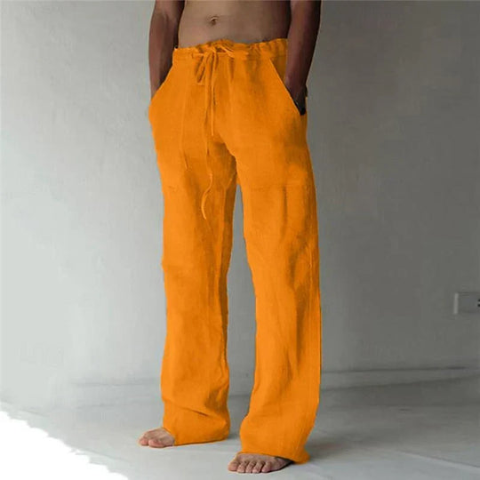 Weite Leinen Comfort-Fit Hose mit Kordelzug Herren Lang