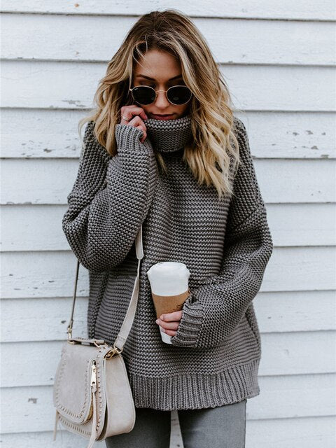 Rollkragen-Strickpullover für Damen