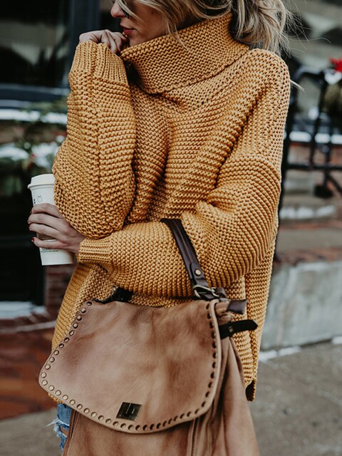 Rollkragen-Strickpullover für Damen