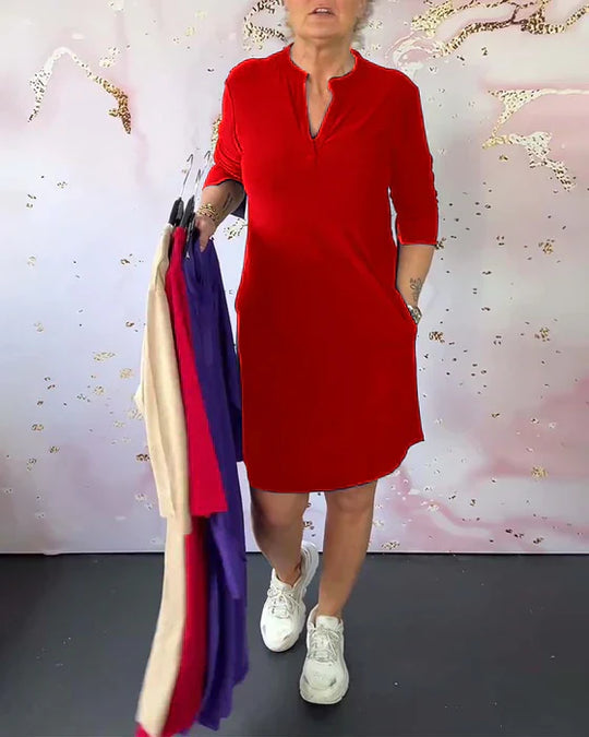 Elegantes Damen Kleid V-Ausschnitt
