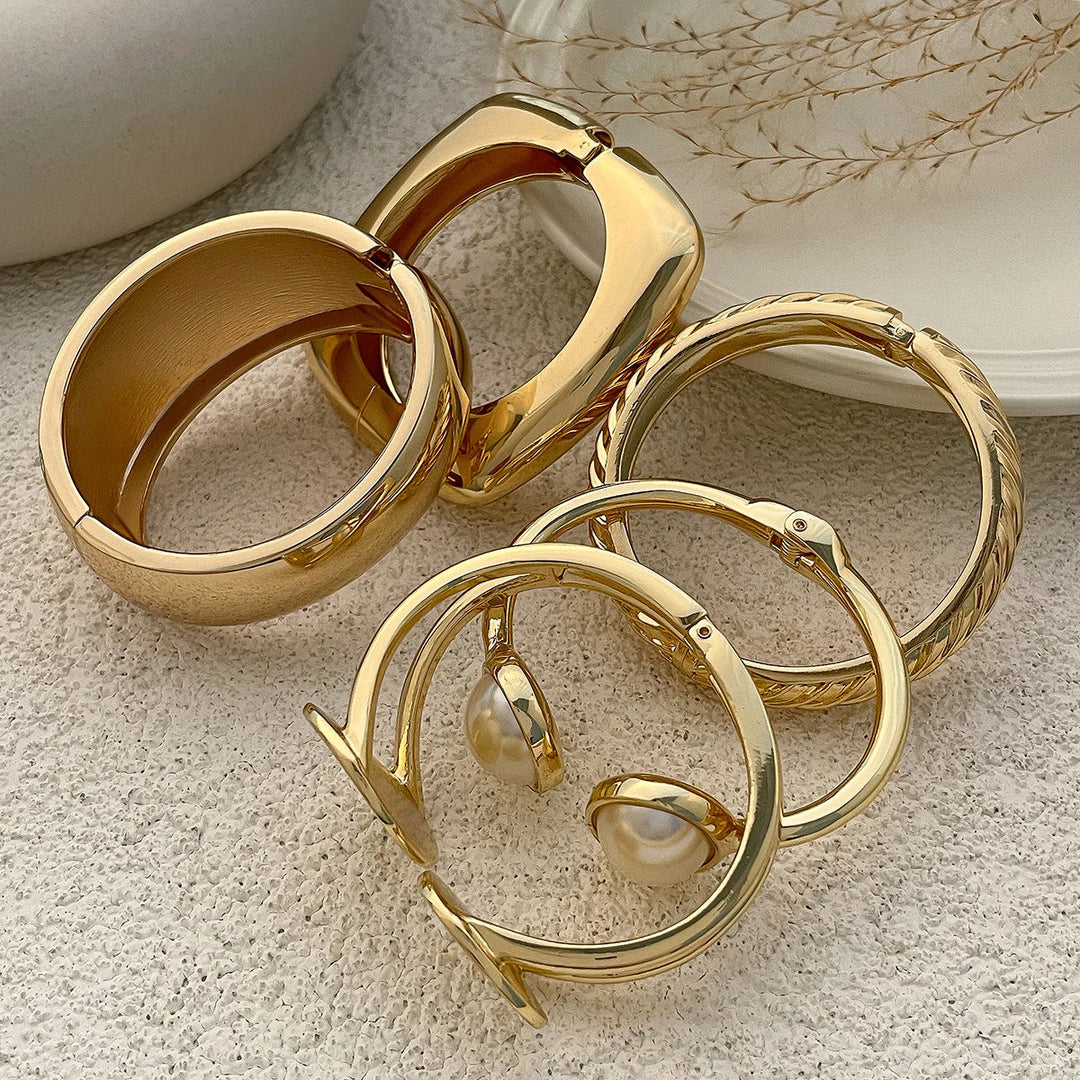 Vintage Chunky Damen Armreif Gold Modeschmuck