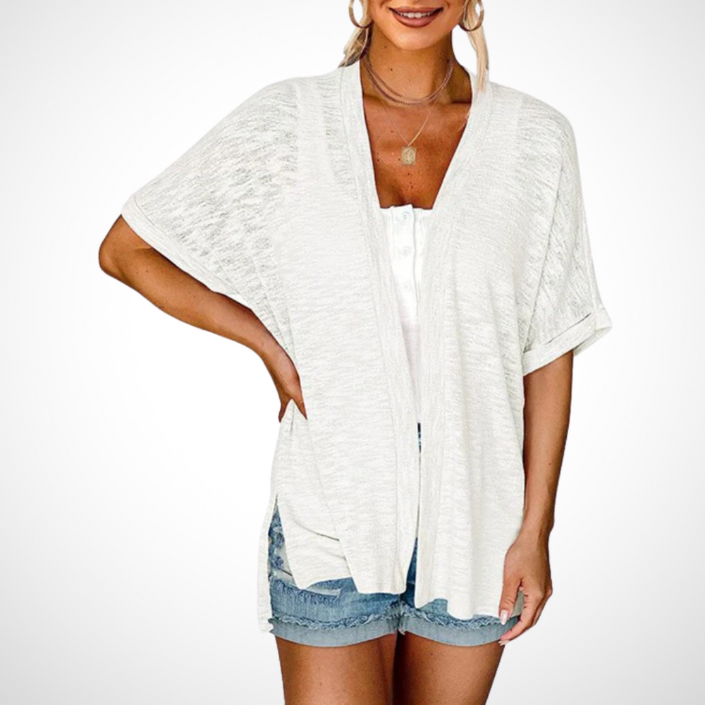 Luftige Kurzarm Damen Strickjacke