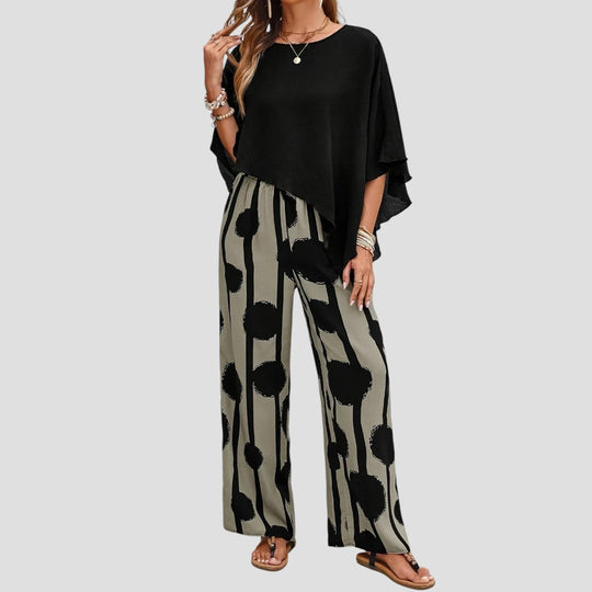 Asymmetrisches Damen Set mit Bedruckter Hose