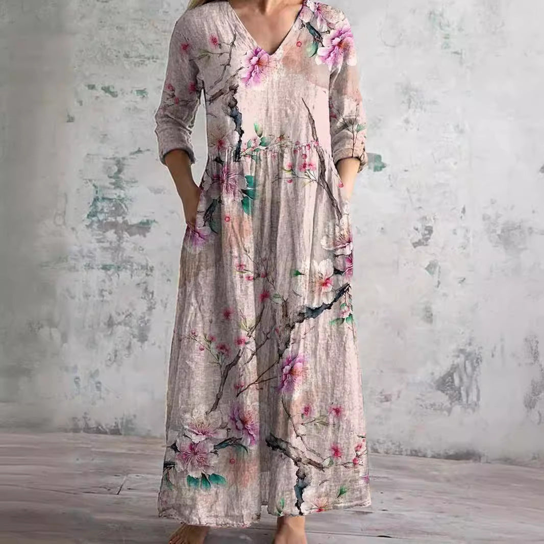 Elegantes Blumen Damen Sommerkleid