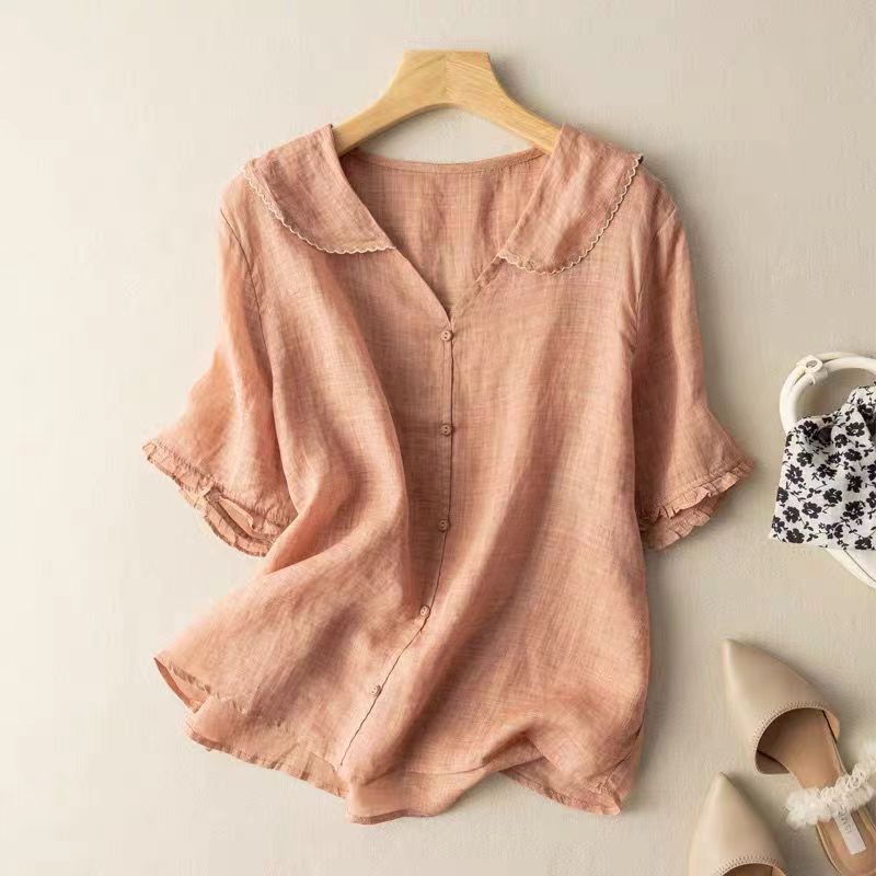 Luftige Damen Leinen Bluse