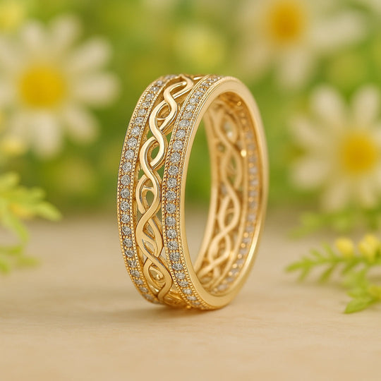 Eleganter Damen Ring Gold Hohl