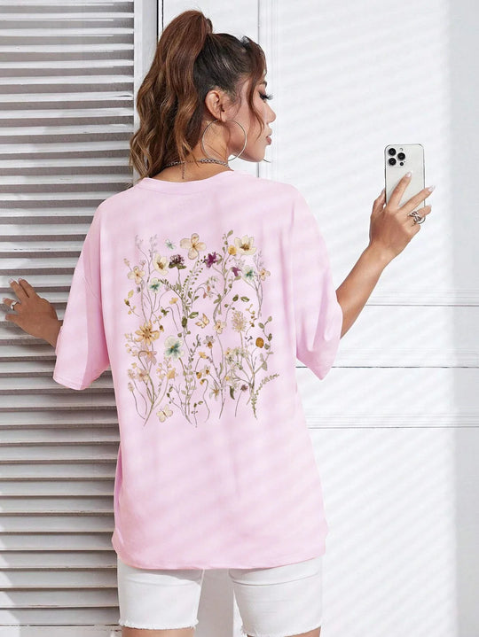 Florales Damen Baumwoll T-Shirt