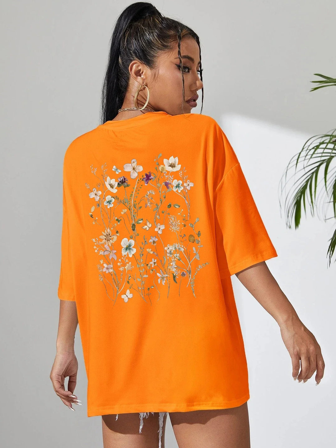 Florales Damen Baumwoll T-Shirt