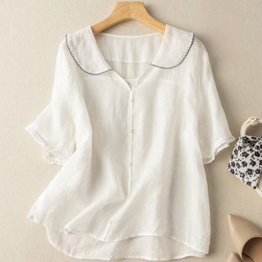 Luftige Damen Leinen Bluse