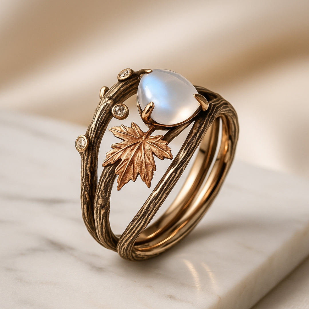 Eleganter Damen Mondstein Ring