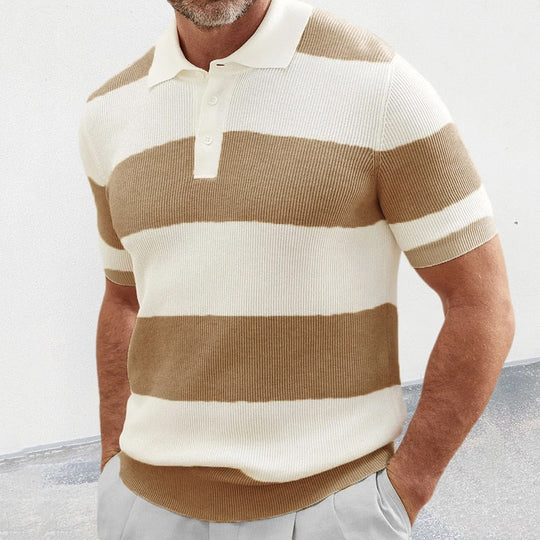 Gestreiftes Herren Strick-Poloshirt
