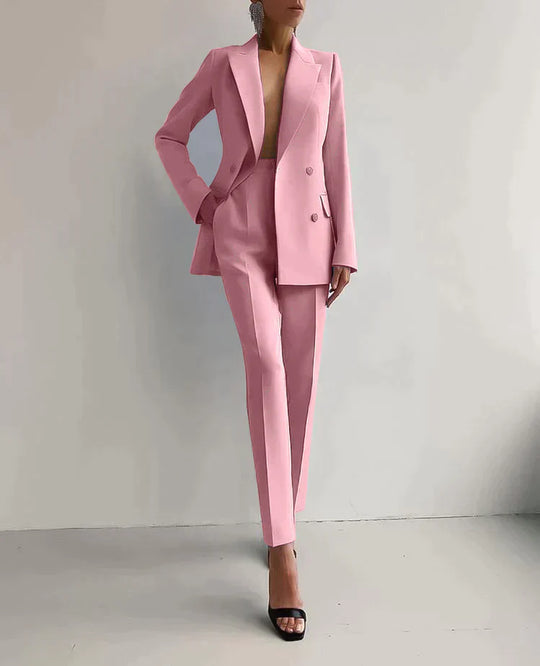 Eleganter Damen Hosenanzug mit Doppelreiher