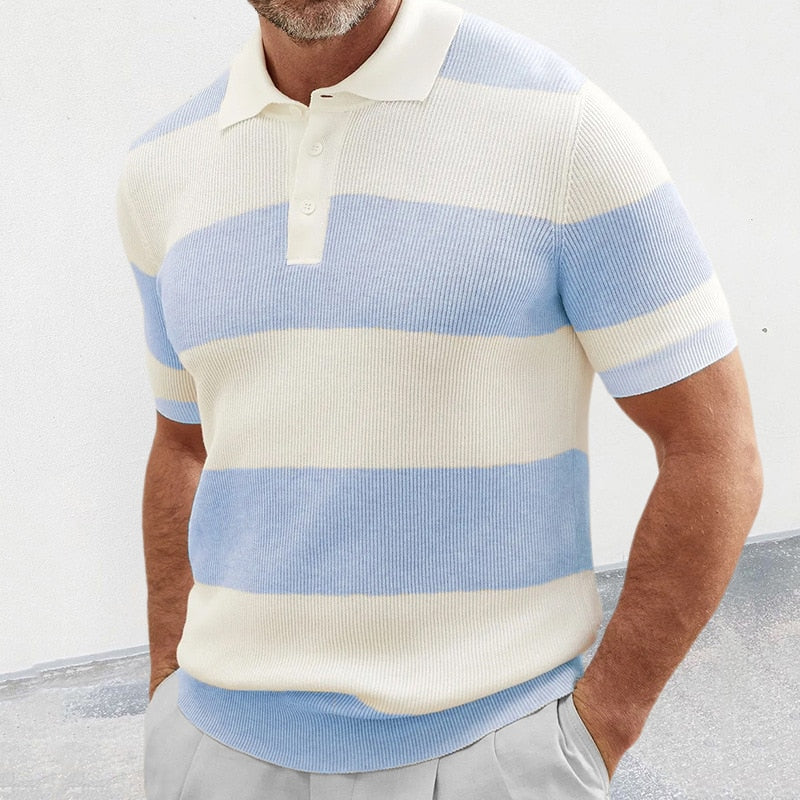 Gestreiftes Herren Strick-Poloshirt