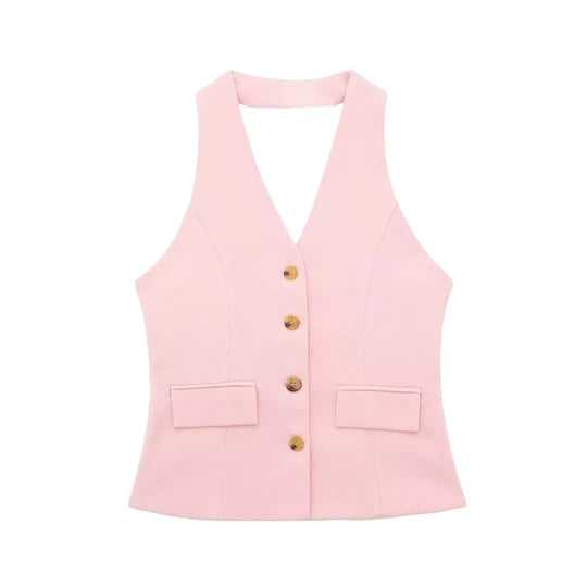 Elegantes Damen Neckholder Set Rückenfrei Slim-Fit Hose