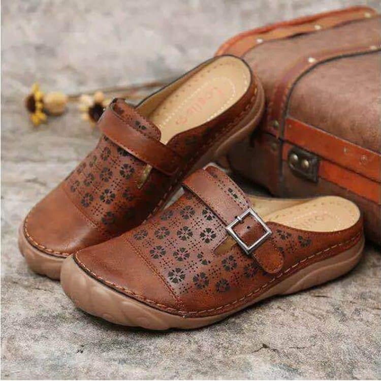 Bequeme Damen Leder Clogs Komfortweite