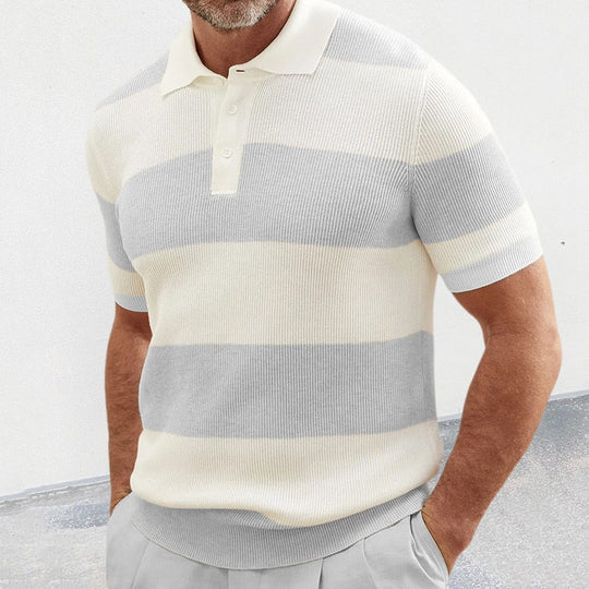 Gestreiftes Herren Strick-Poloshirt