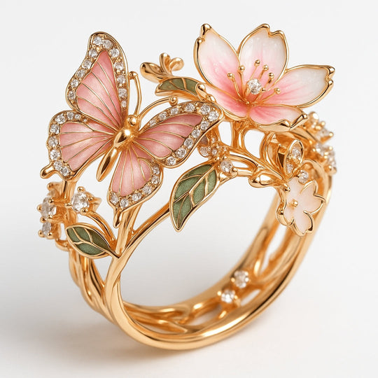 Eleganter Damen Schmetterling Ring mit Zirkonia
