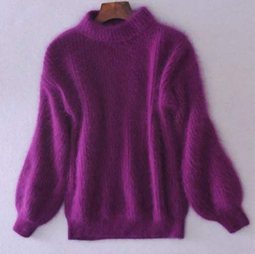 Flauschiger Rollkragenpullover für Damen