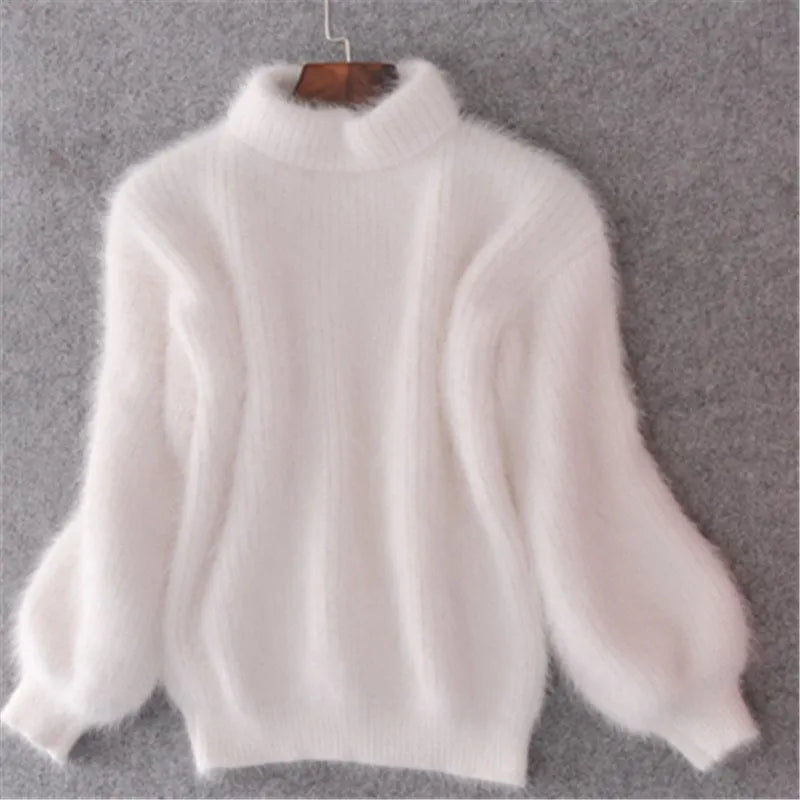 Flauschiger Rollkragenpullover für Damen