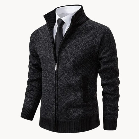 Stehkragen-Strickjacke mit Reißverschluss für Herren
