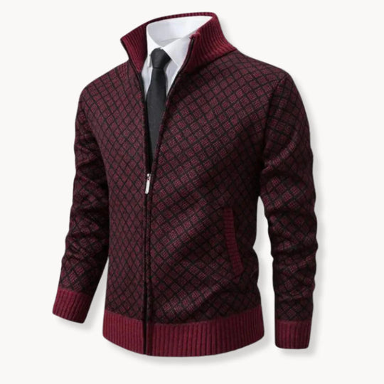 Stehkragen-Strickjacke mit Reißverschluss für Herren