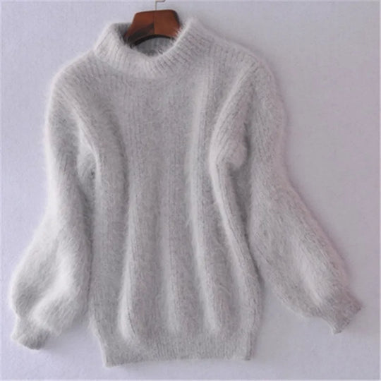 Flauschiger Rollkragenpullover für Damen