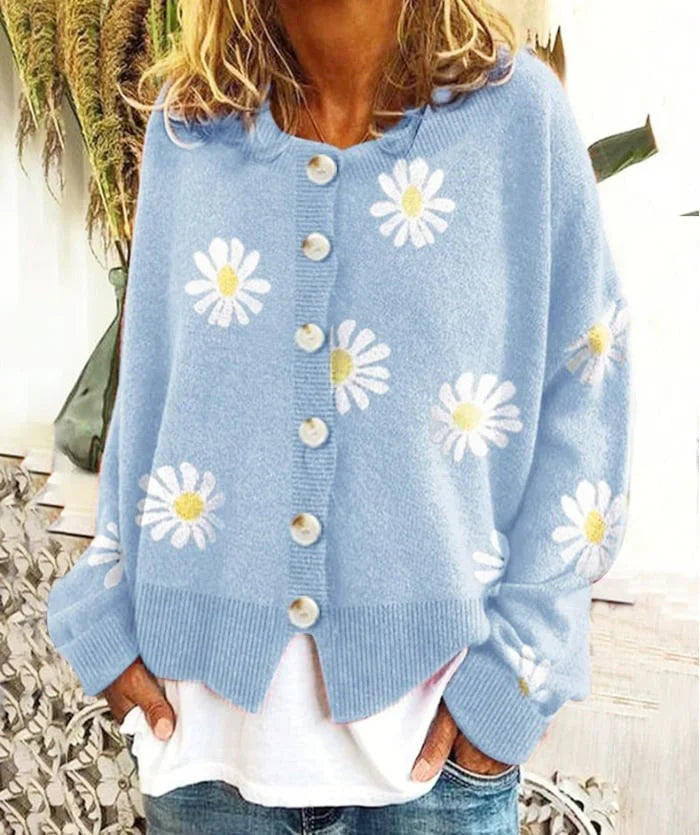 Damen-Cardigan mit Gänseblümchen-Design