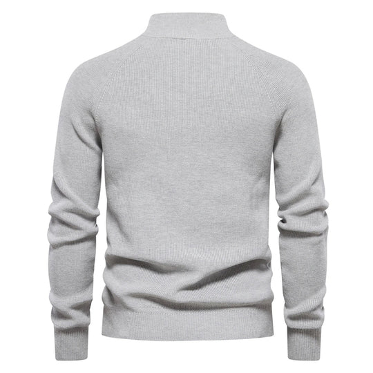 Halb-Reißverschluss Steppstrickpullover für Herren