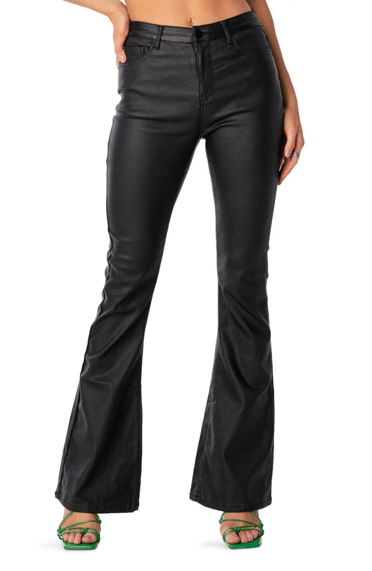 Schwarze Skinny-Hose aus Kunstleder für Damen