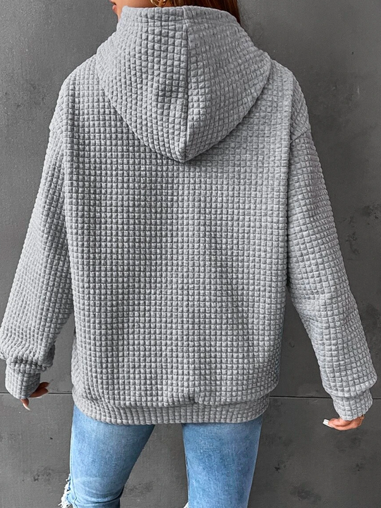 Waffel-Kapuzenpullover mit Kordelzug für Damen