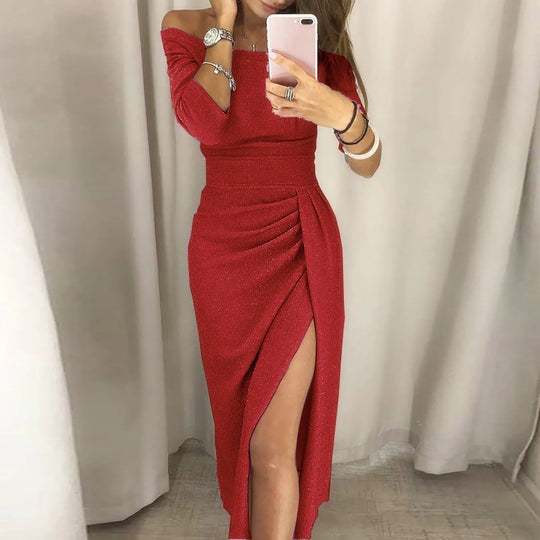 Hochgeschnittenes schulterfreies Partykleid für Damen