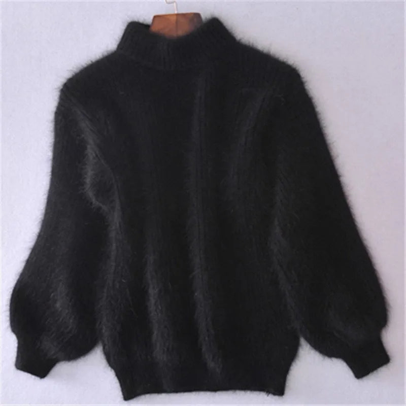 Flauschiger Rollkragenpullover für Damen