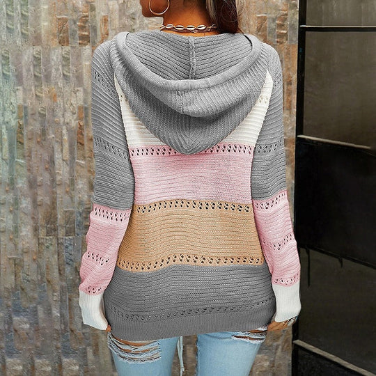 Damen-Pullover mit Kapuze und Spitze