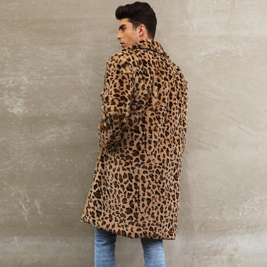 Leopard-Mantel in mittlerer Länge für Herren