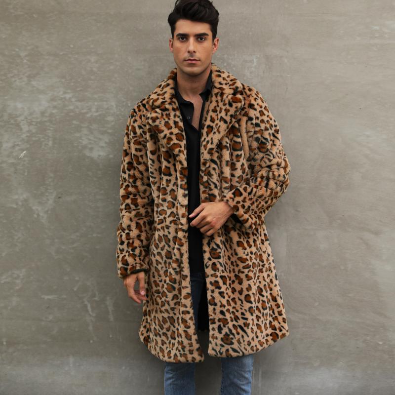 Leopard-Mantel in mittlerer Länge für Herren