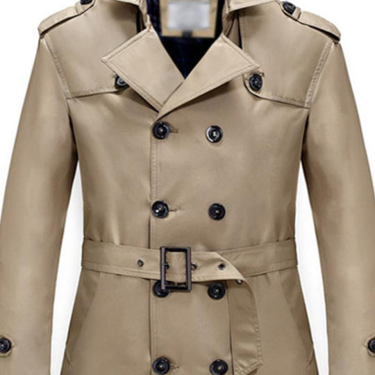 Schlanker, doppelt geknöpfter Trenchcoat für Herren