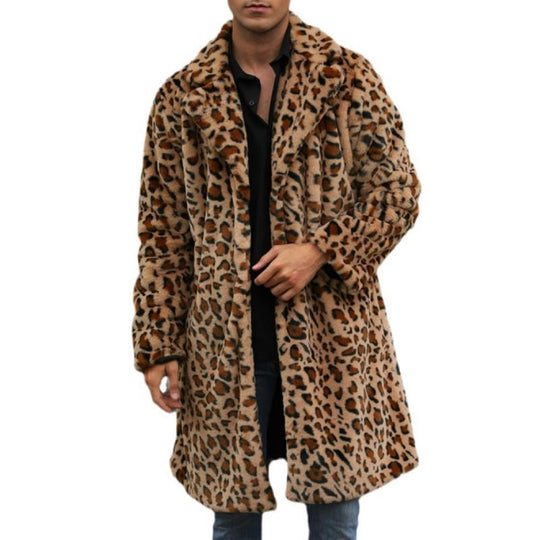 Leopard-Mantel in mittlerer Länge für Herren