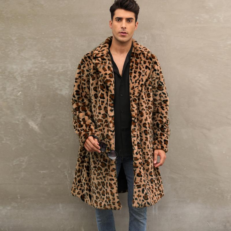 Leopard-Mantel in mittlerer Länge für Herren
