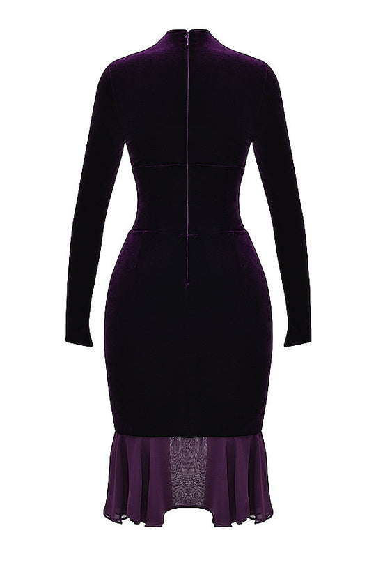 Dunkelviolettes Korsettkleid aus Samt für Damen